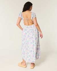 Short-Sleeve Open-Back Maxi Dress
