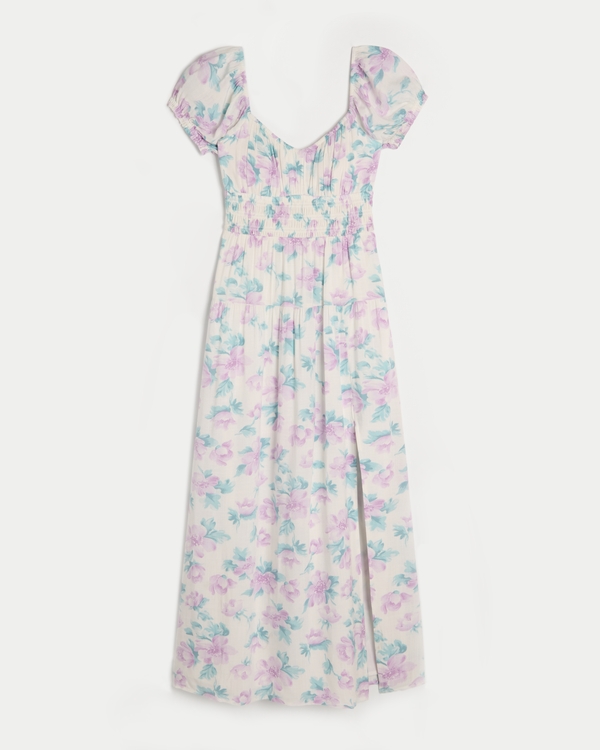 Short-Sleeve Open-Back Maxi Dress