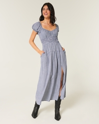 Short-Sleeve Open-Back Maxi Dress