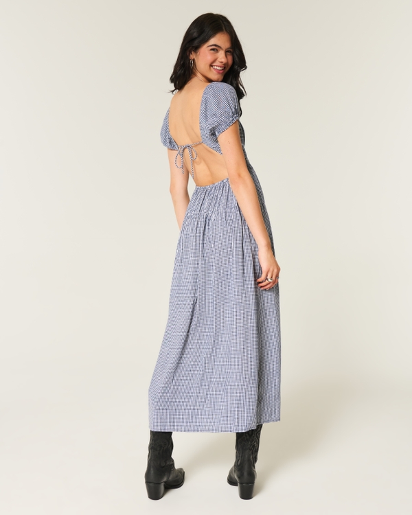 Short-Sleeve Open-Back Maxi Dress
