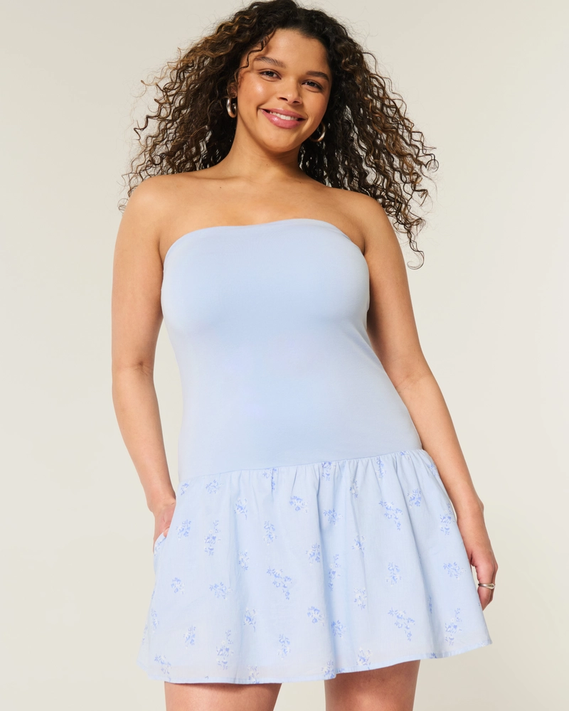 Strapless Smocked Bodice Mini Dress