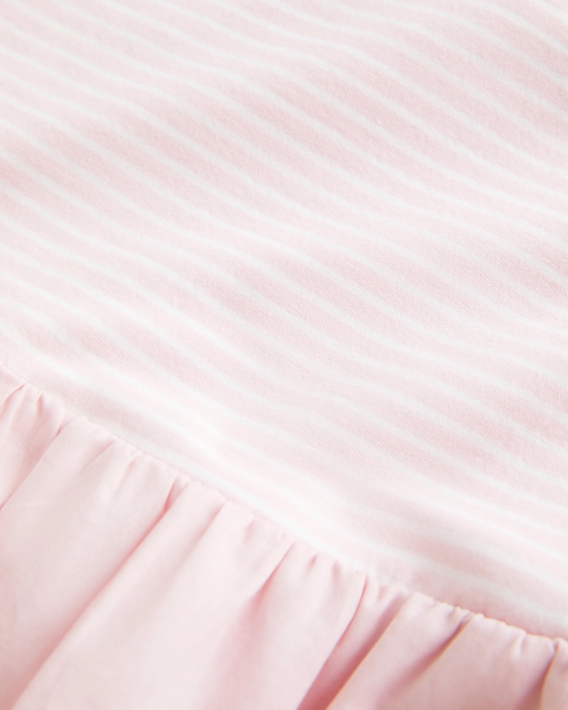 Strapless Drop-Waist Knit-Woven Mini Dress