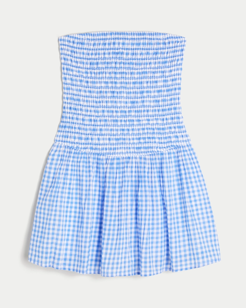 Strapless Smocked Bodice Mini Dress