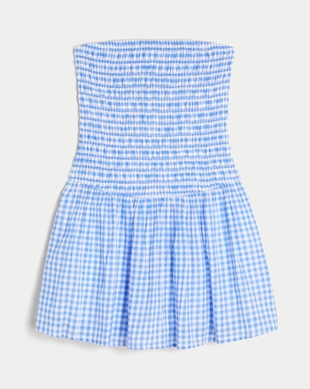Hollis Strapless Pleat Hem Knit Mini Dress Charocal