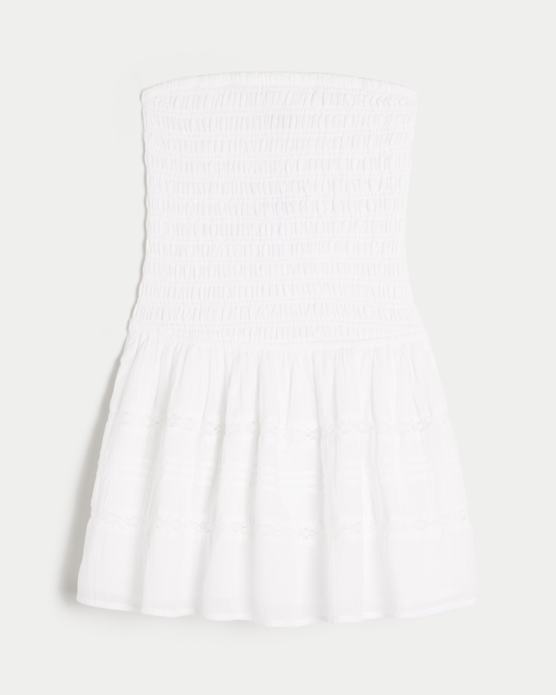 Strapless Smocked Bodice Mini Dress