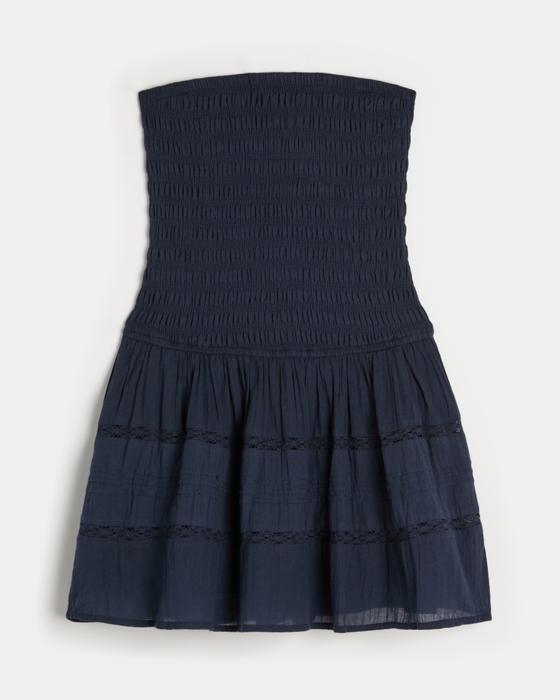Women's Strapless Smocked Bodice Mini Dress | Women's Dresses & Rompers | HollisterCo.com