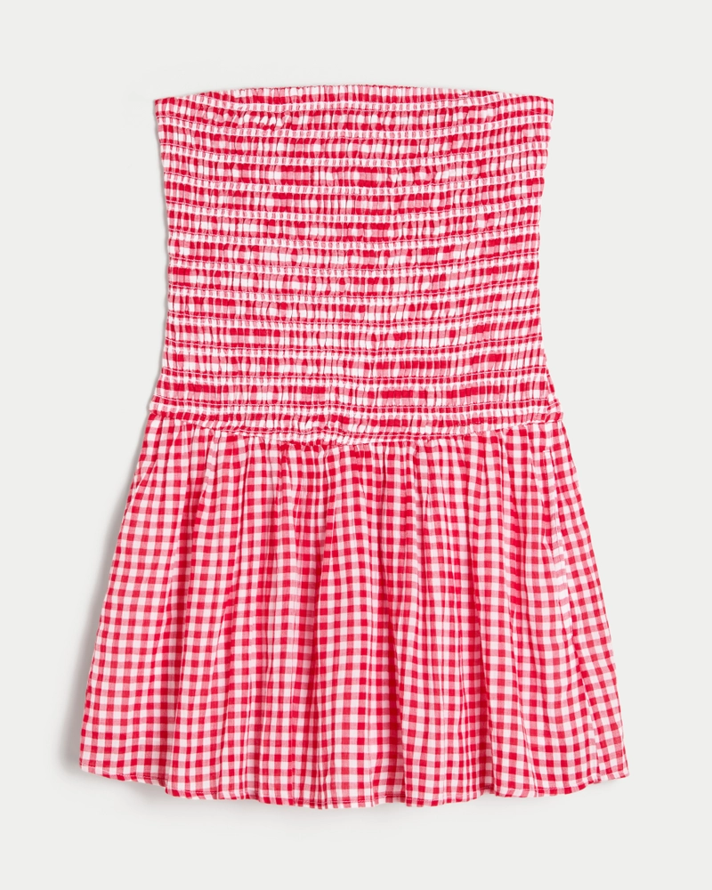 Strapless Smocked Bodice Mini Dress