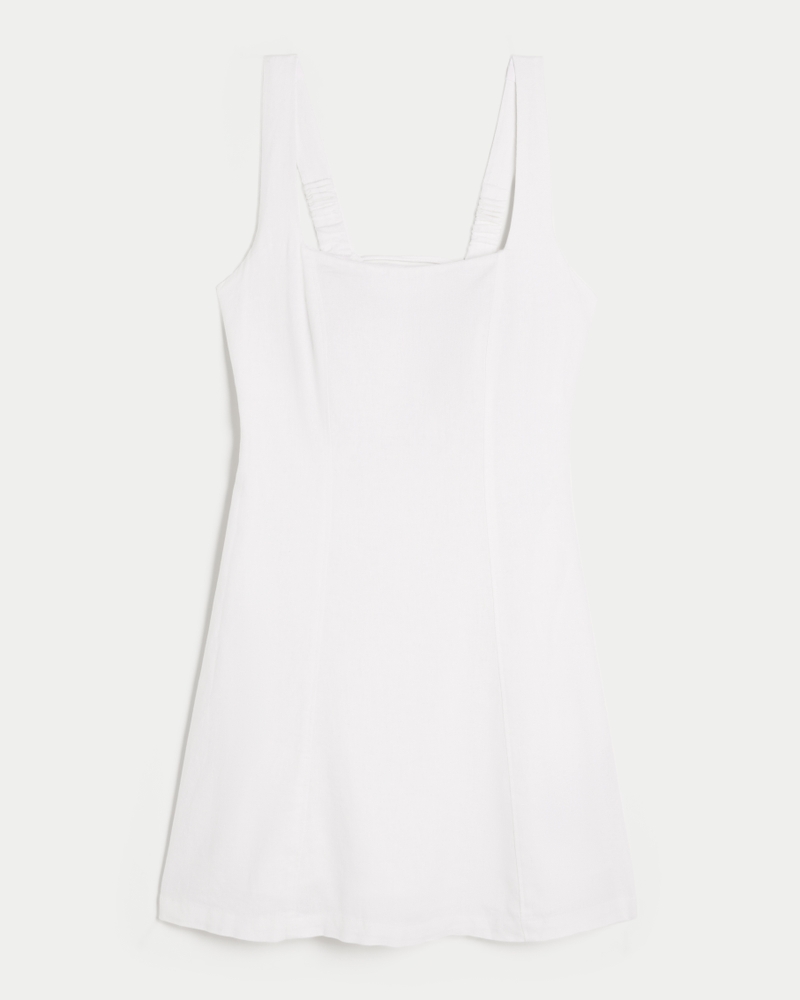 Linen-Blend Structured Mini Dress