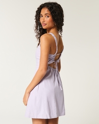 Linen-Blend Structured Mini Dress