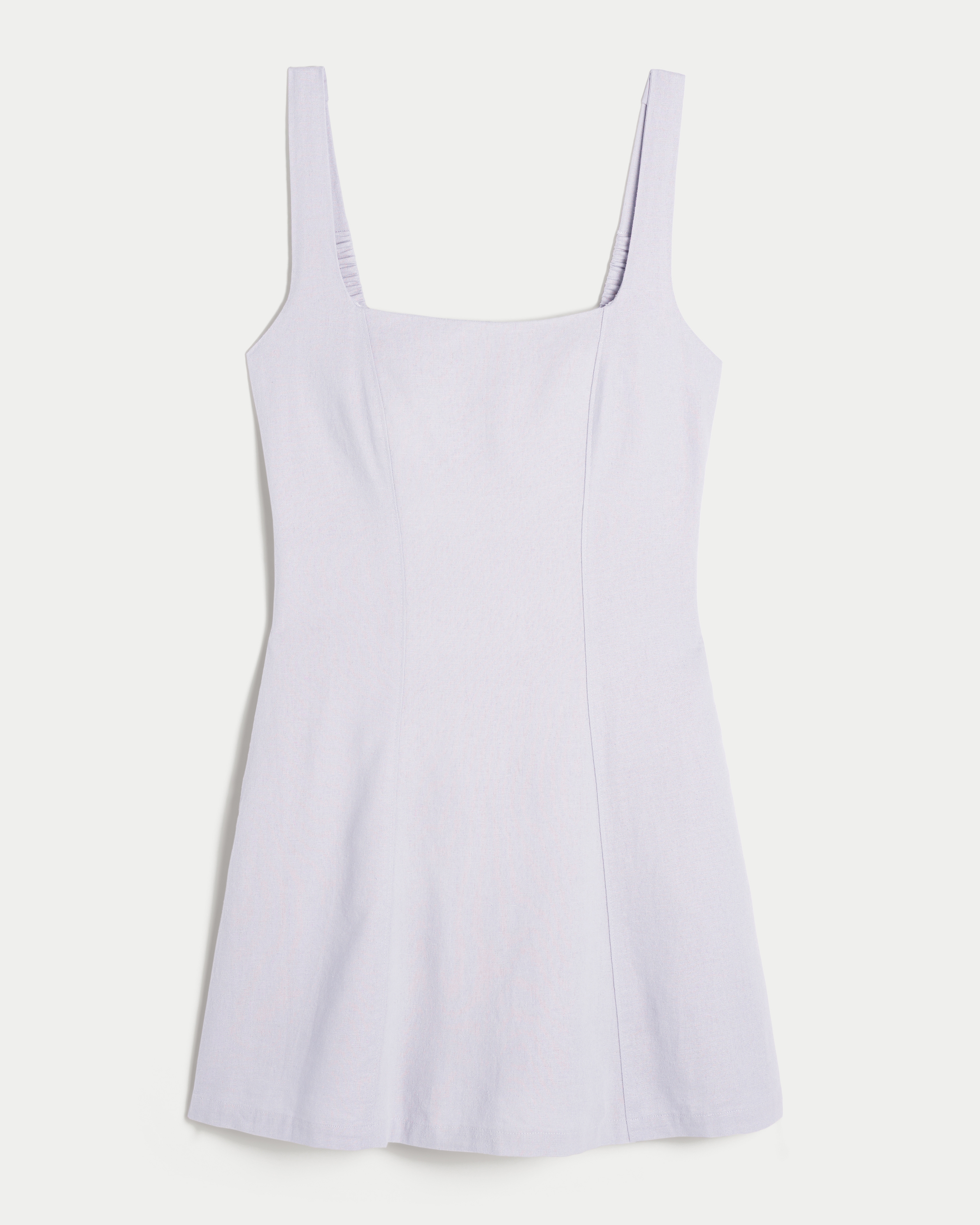 Linen-Blend Structured Mini Dress