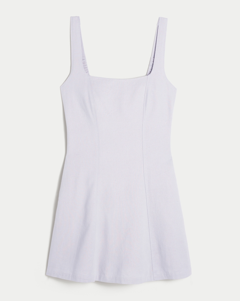 Linen-Blend Structured Mini Dress