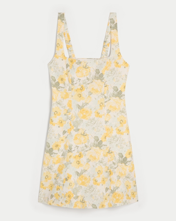 Linen-Blend Structured Mini Dress