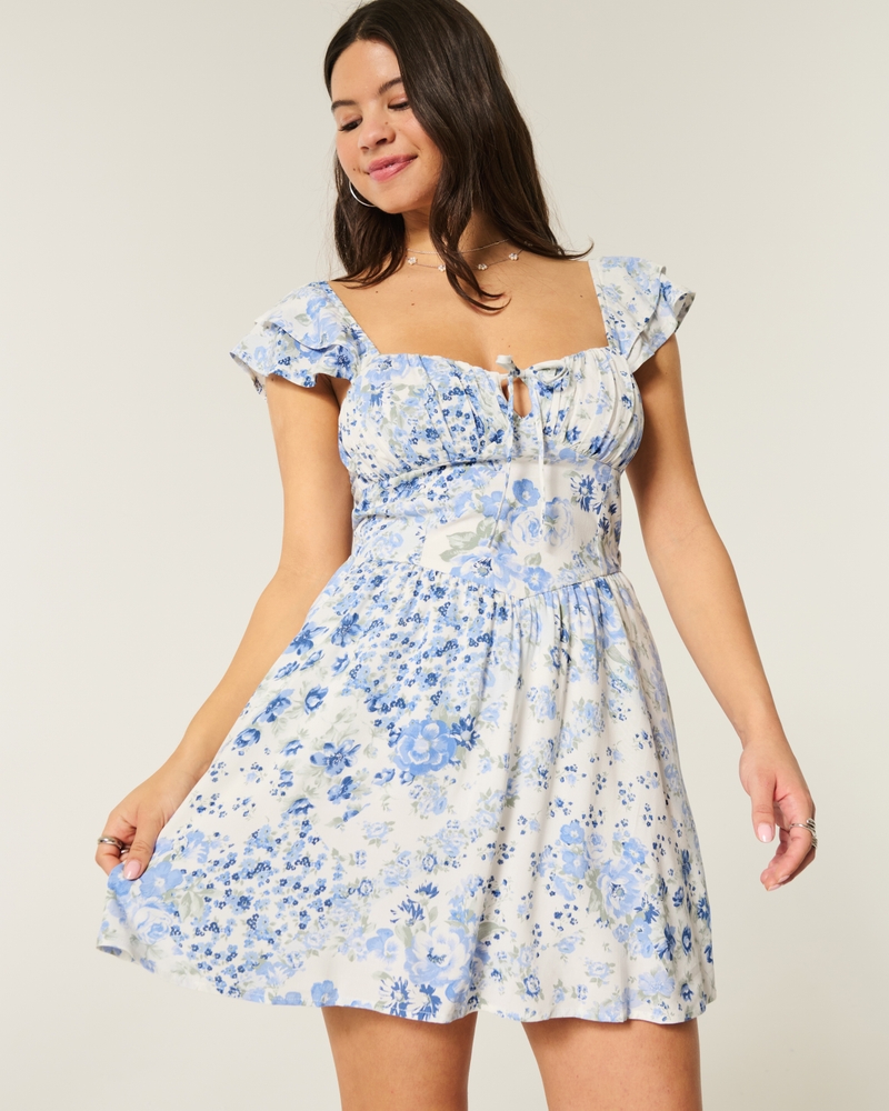 Product image for Flutter Sleeve V Waist Mini Dress
