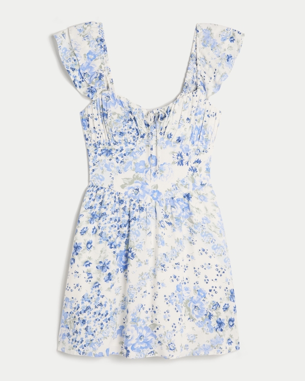 Women's Flutter Sleeve V-Waist Mini Dress | Women's Sale | HollisterCo.com