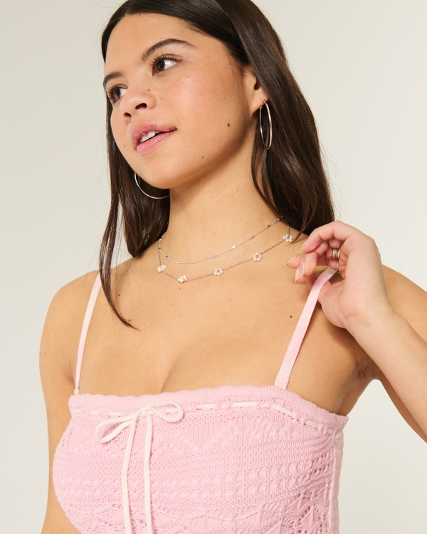 Strapless Crochet-Style Mix Maxi Dress, Rose Quartz Floral view 2