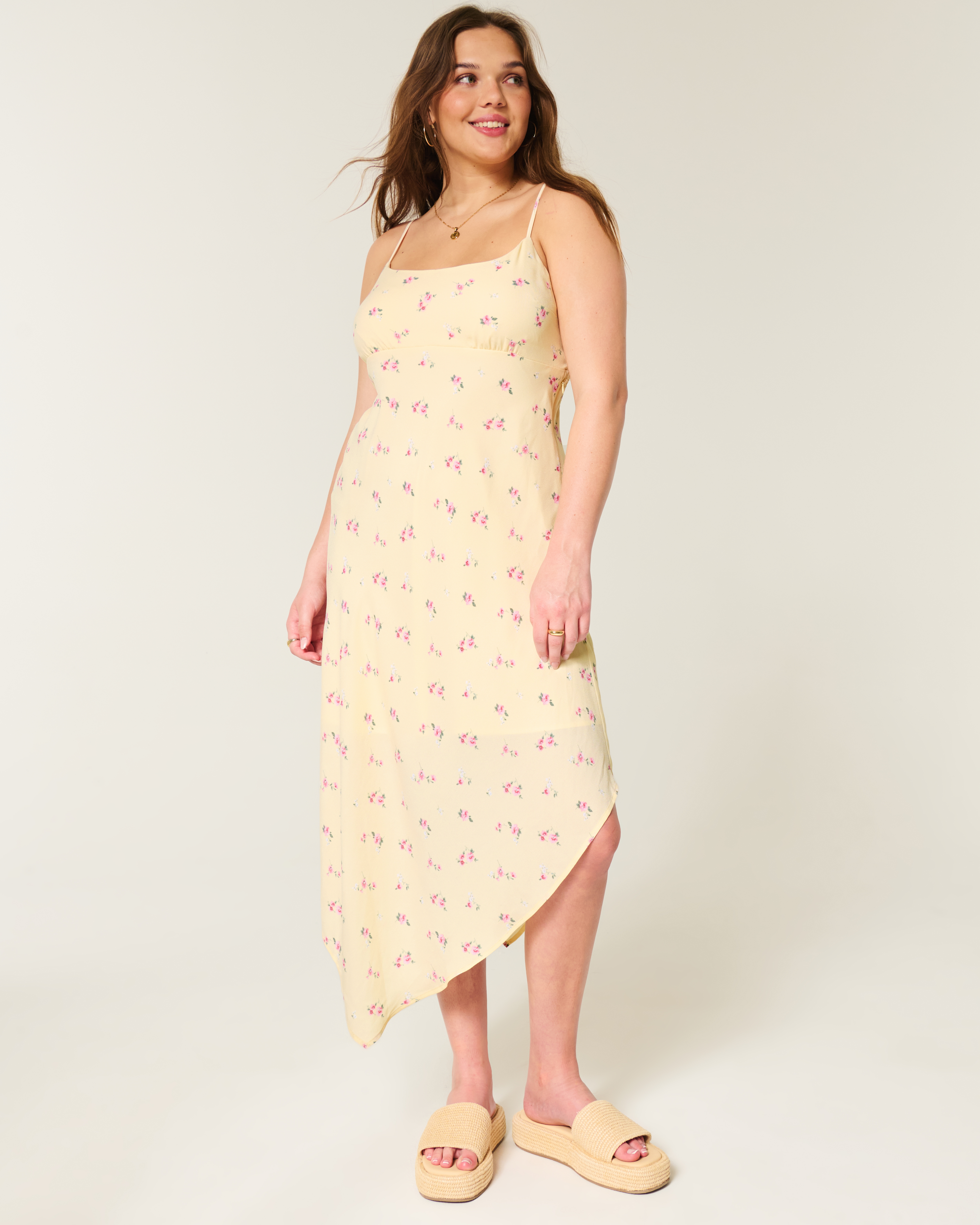 Asymmetrical Hem Midi Dress