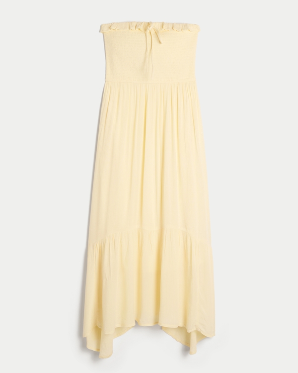 Strapless Smocked Maxi Dress, Yellow view 1