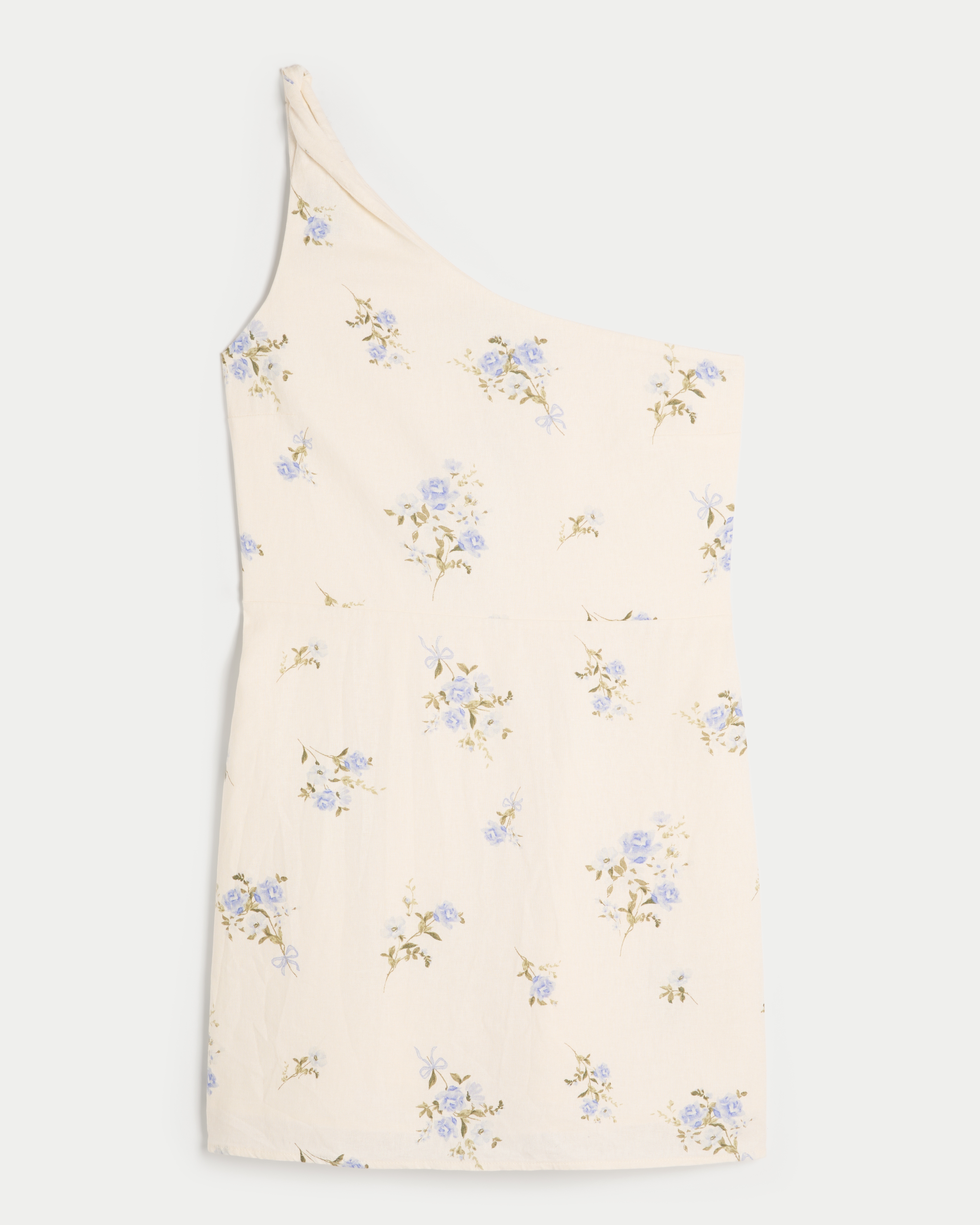 Linen-Blend Asymmetrical Mini Dress