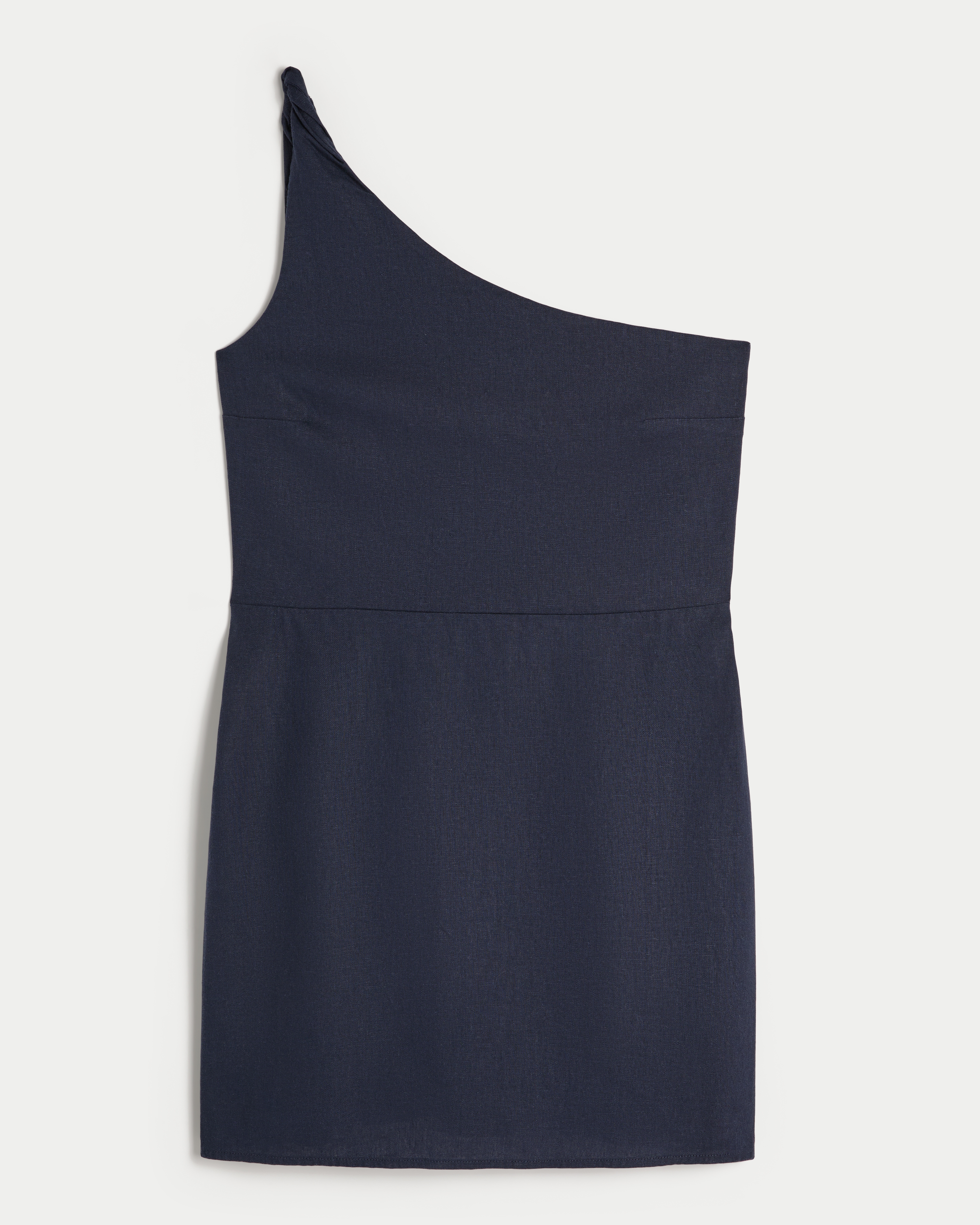 Linen-Blend Asymmetrical Mini Dress