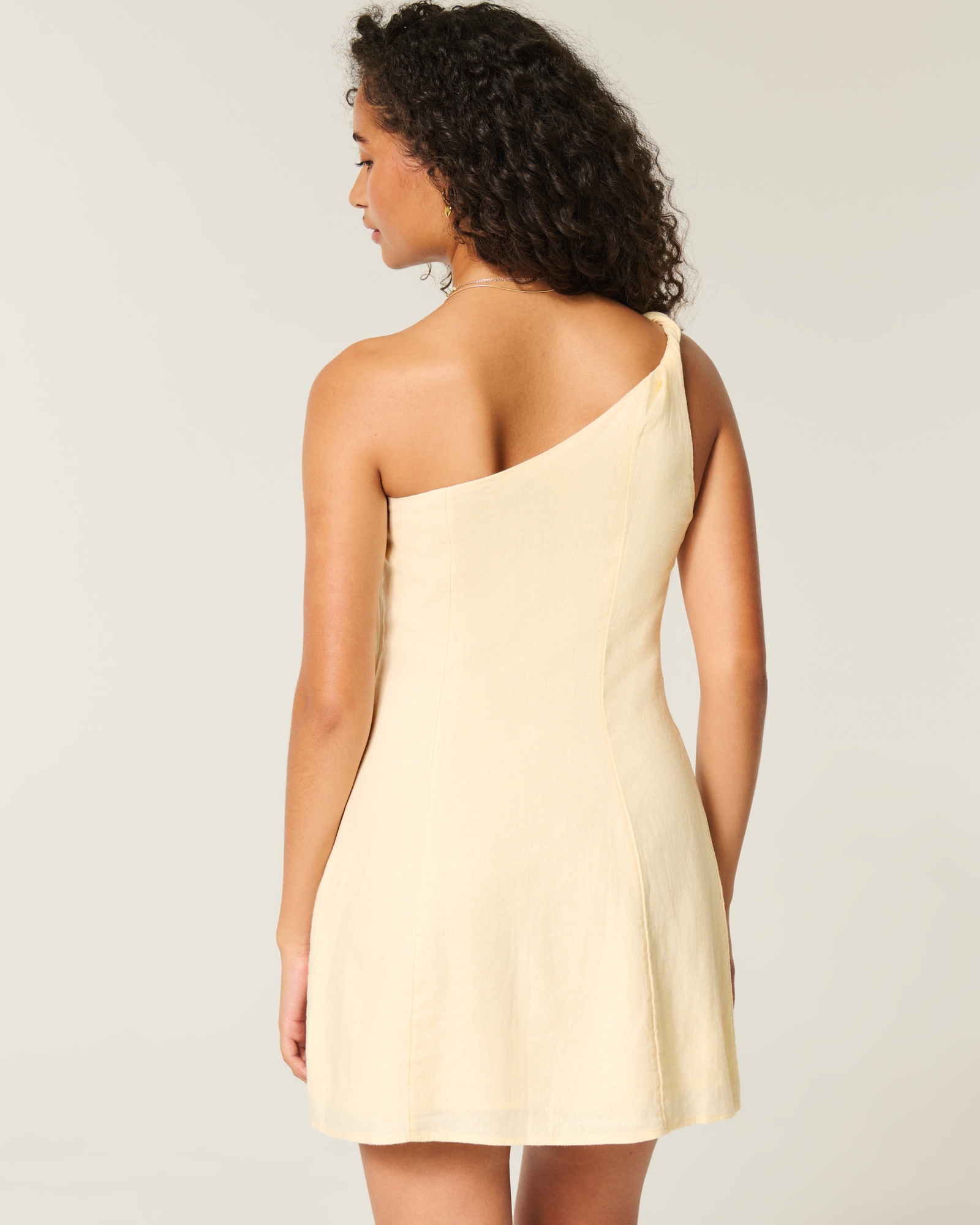 Women's Linen-Blend Asymmetrical Mini Dress in Ivory Size XXL TALL from Hollister