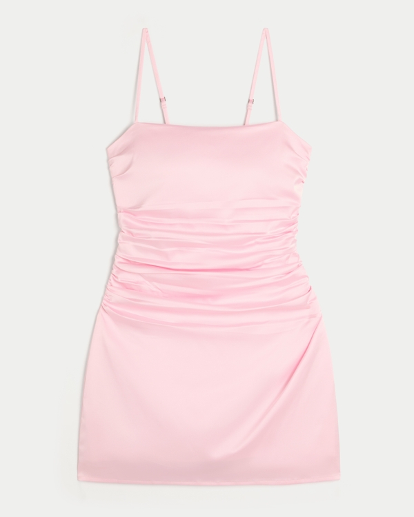 Satin Back Bow Bodycon Dress, Light Pink view 1
