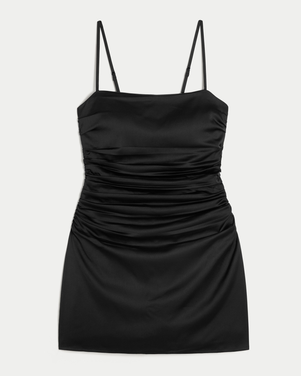 Satin Back Bow Bodycon Dress, Black view 1