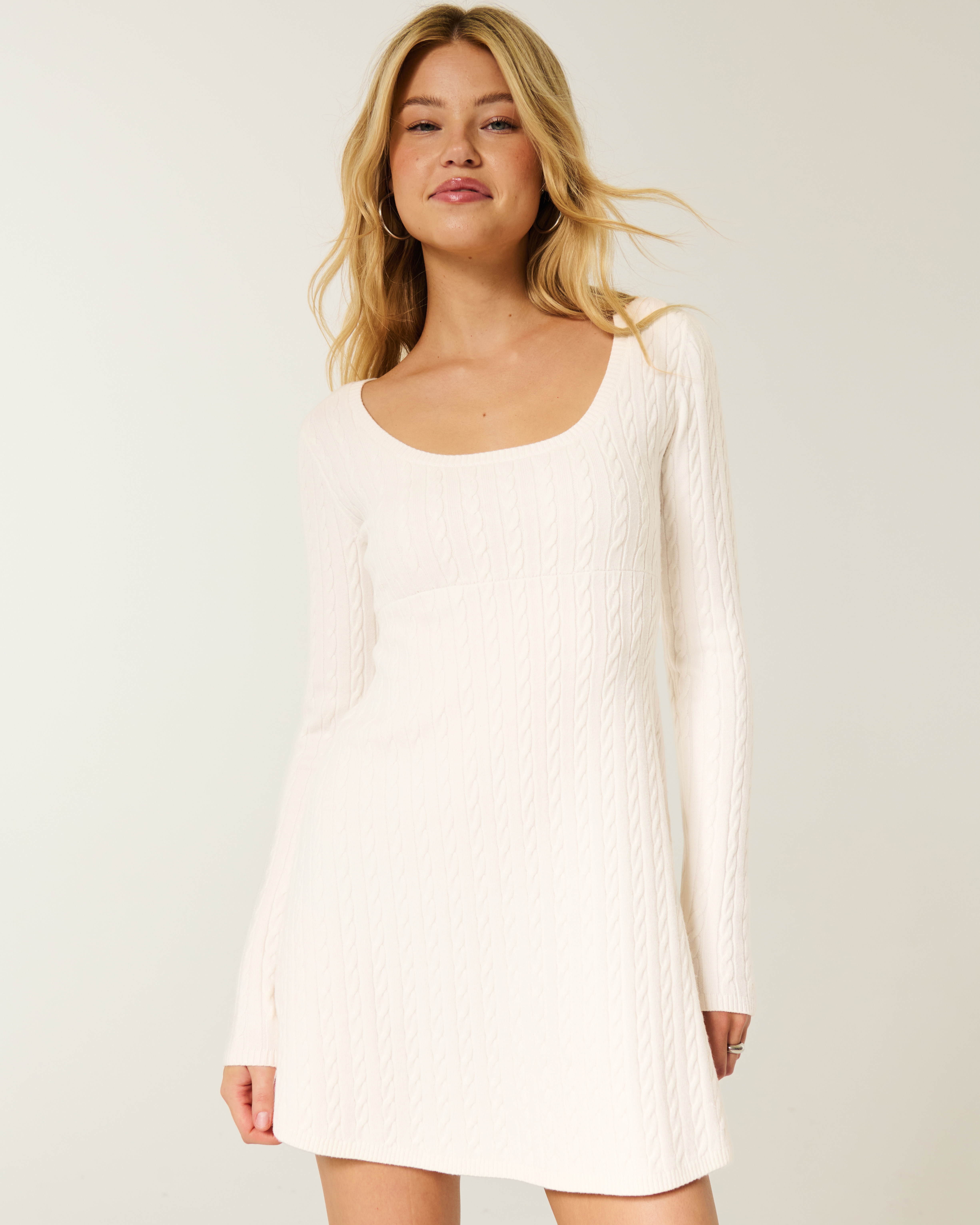 Tie Back Babydoll Sweater Mini Dress