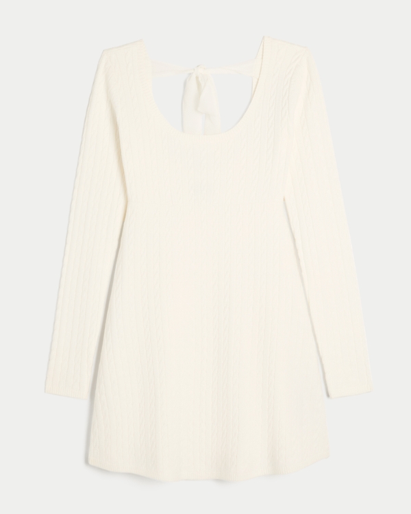 Tie Back Babydoll Sweater Mini Dress