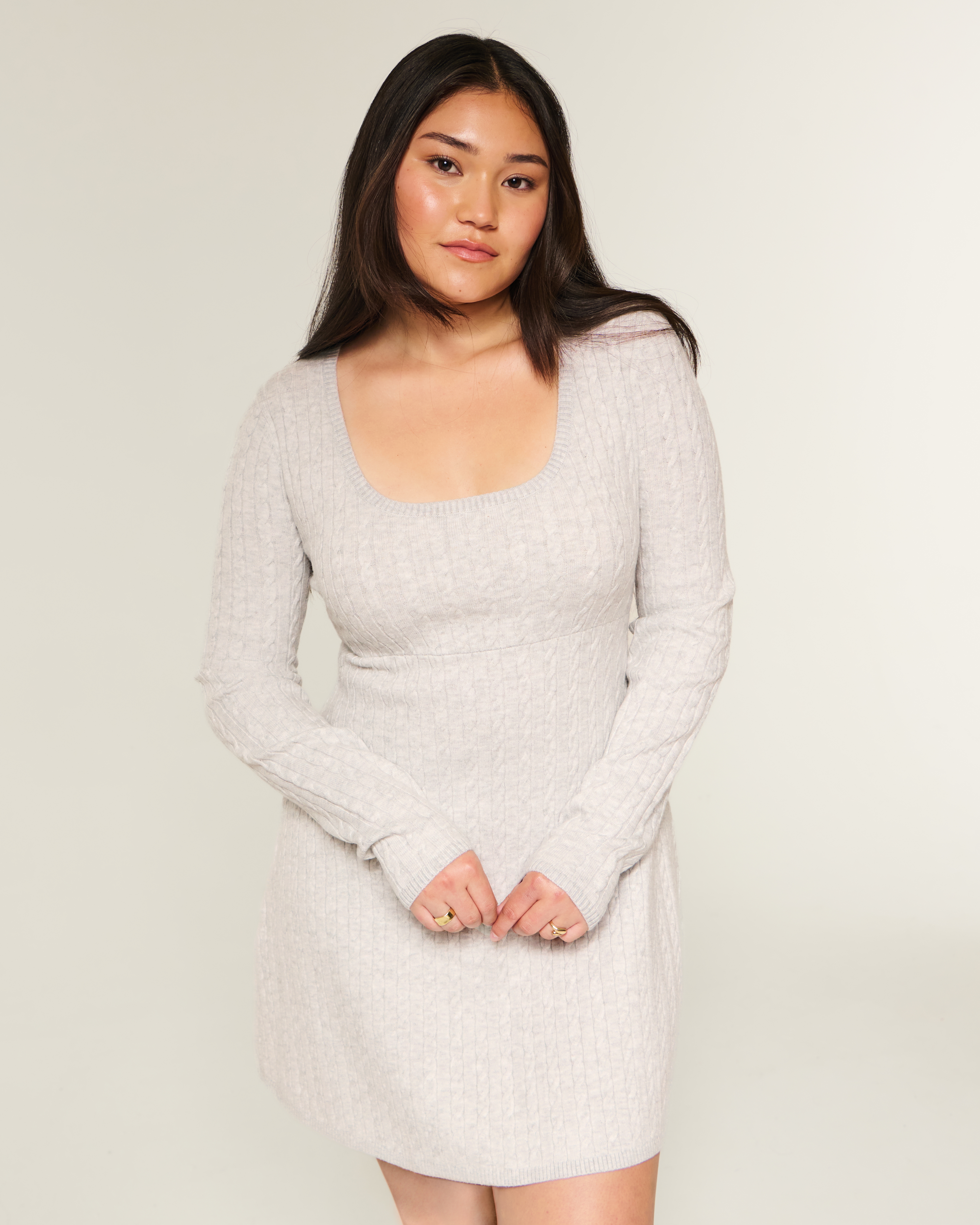 Tie Back Babydoll Sweater Mini Dress