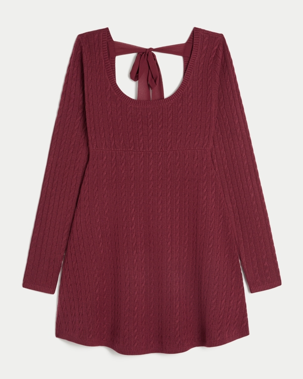 Tie Back Babydoll Sweater Mini Dress