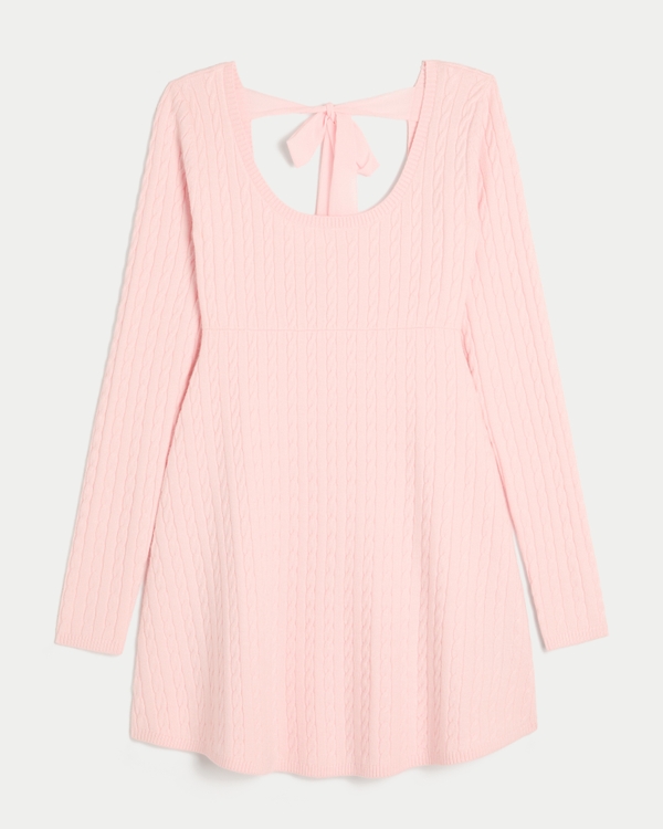 Tie Back Babydoll Sweater Mini Dress