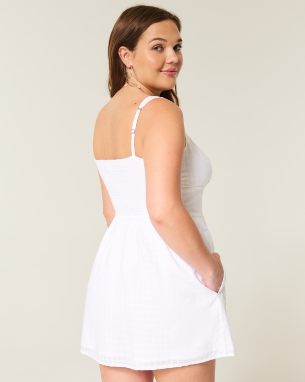 Button-Front Mini Dress, White view 2