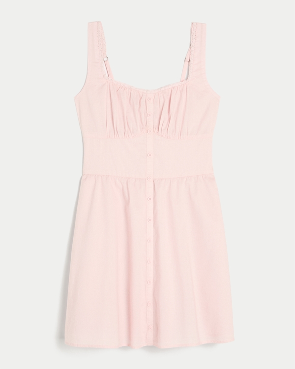 Button-Front Mini Dress, Light Lilac view 1