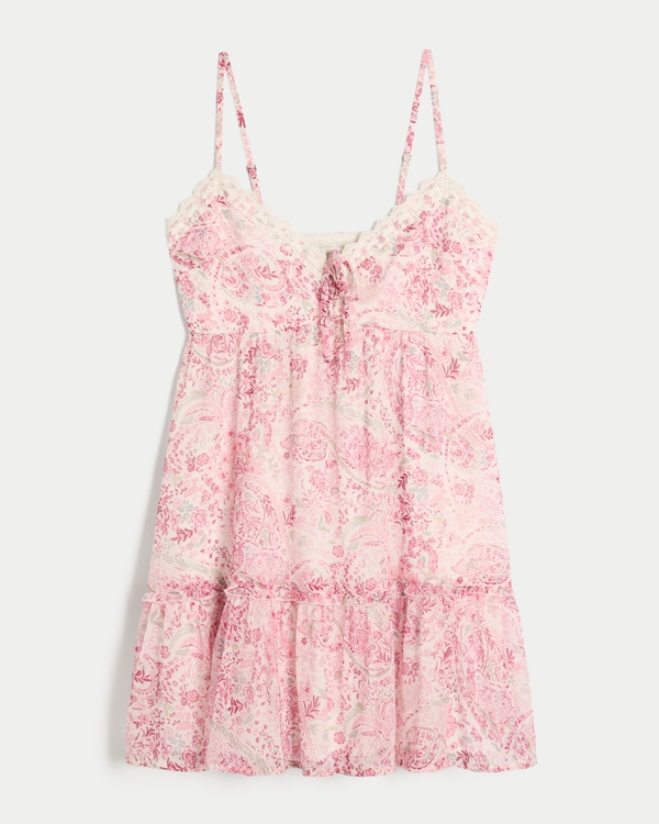 Babydoll Mini Dress, Light Pink Floral view 1