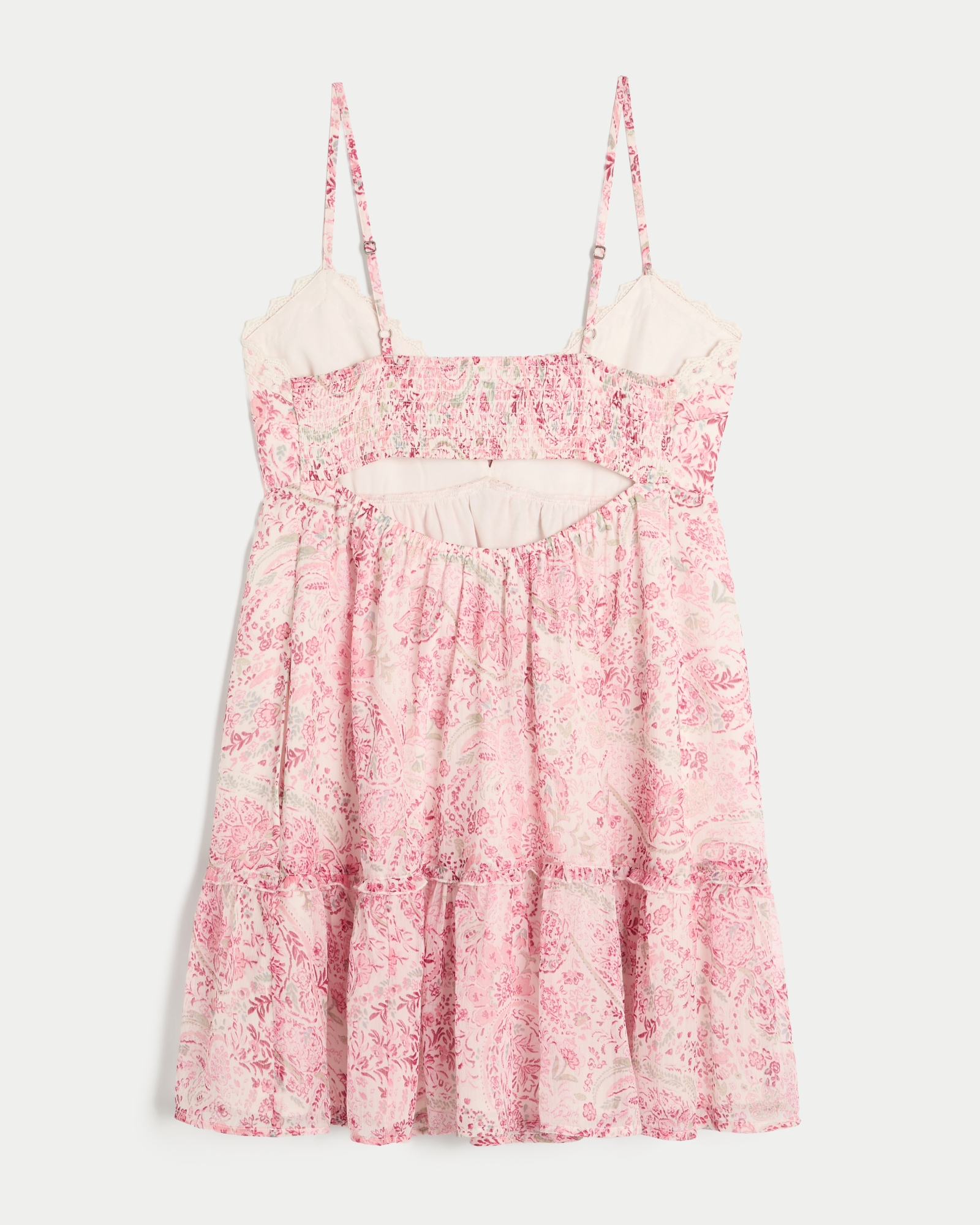 Women's Babydoll Mini Dress in Light Pink Floral Size L from Hollister