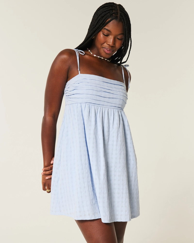 Babydoll Tie-Strap Mini Dress