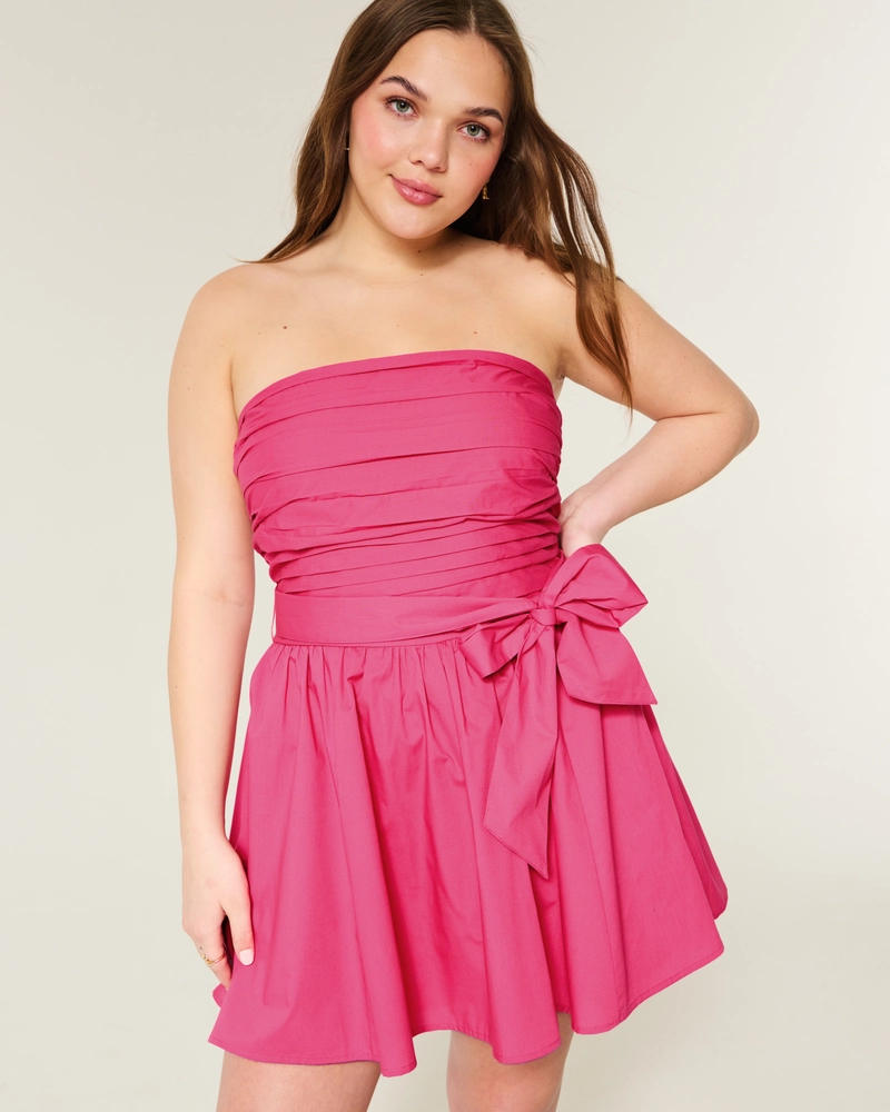 Strapless Smocked Bodice Mini Dress