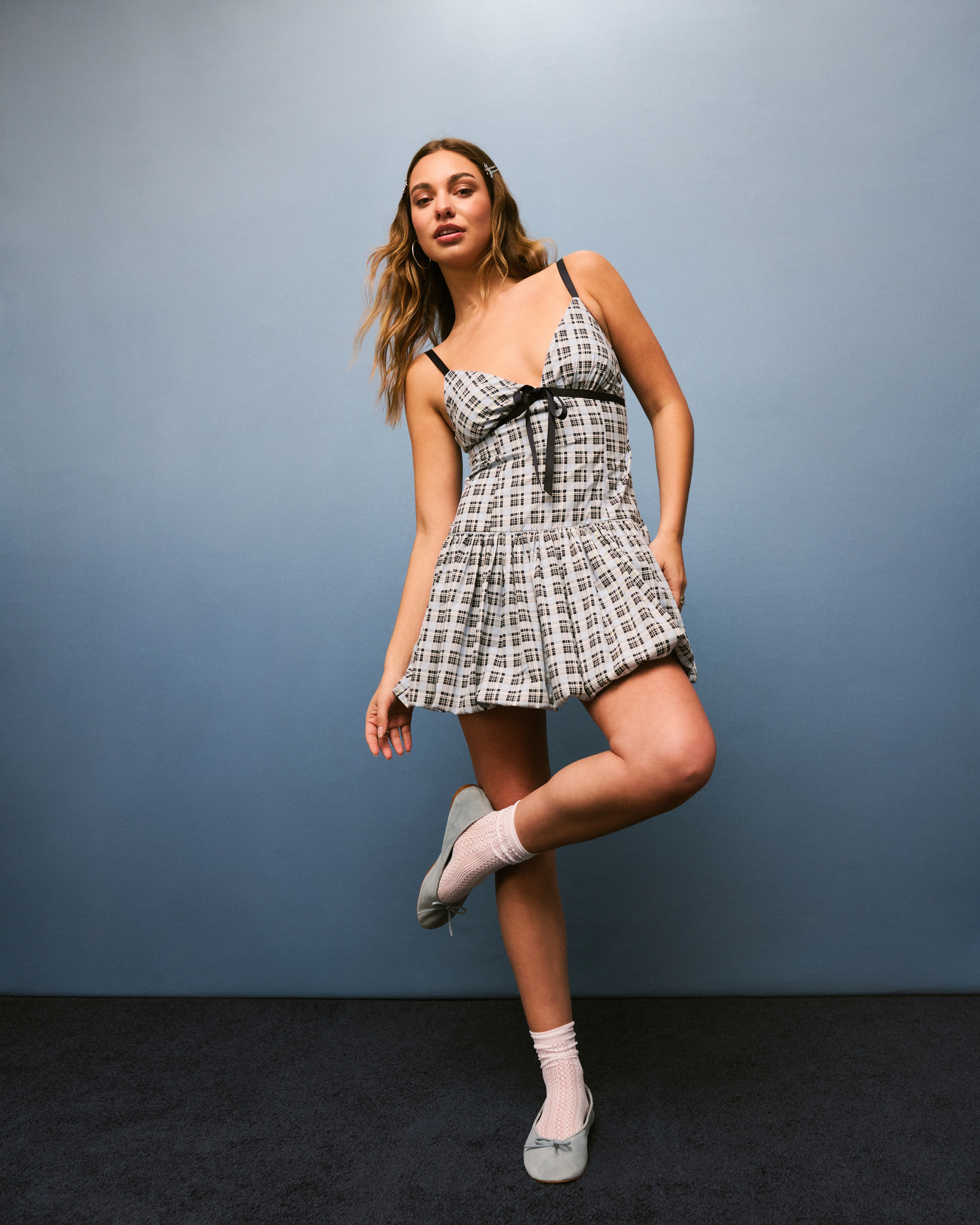 V-Neck Bubble Mini Dress