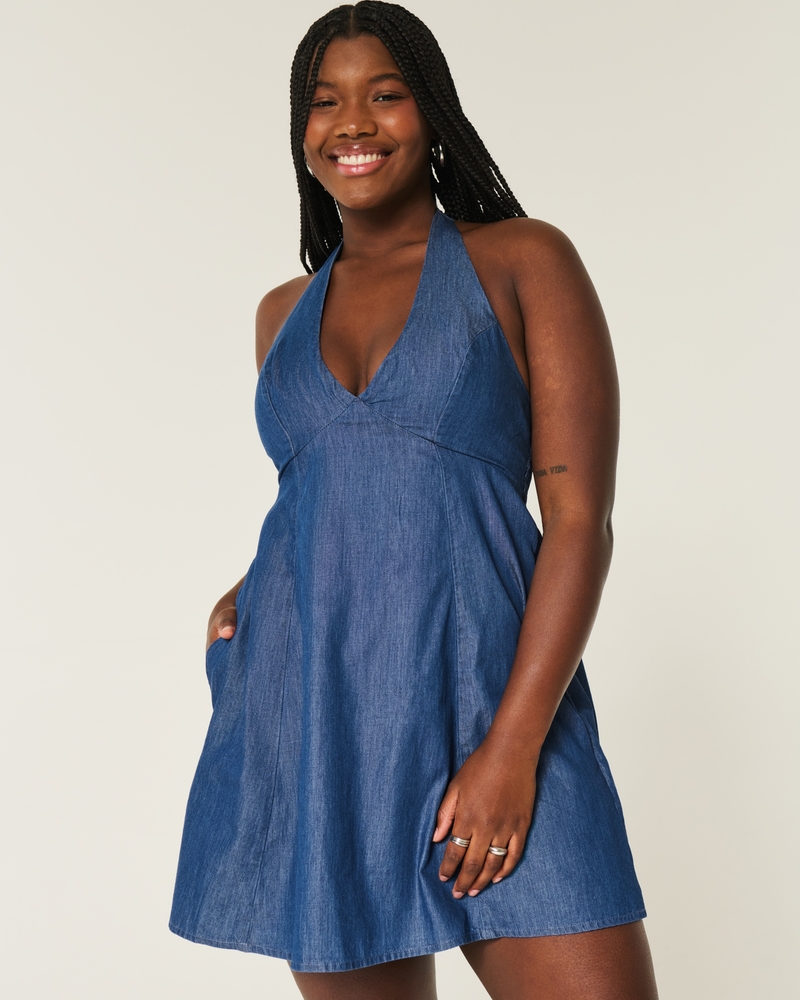 Open Back Halter Mini Dress