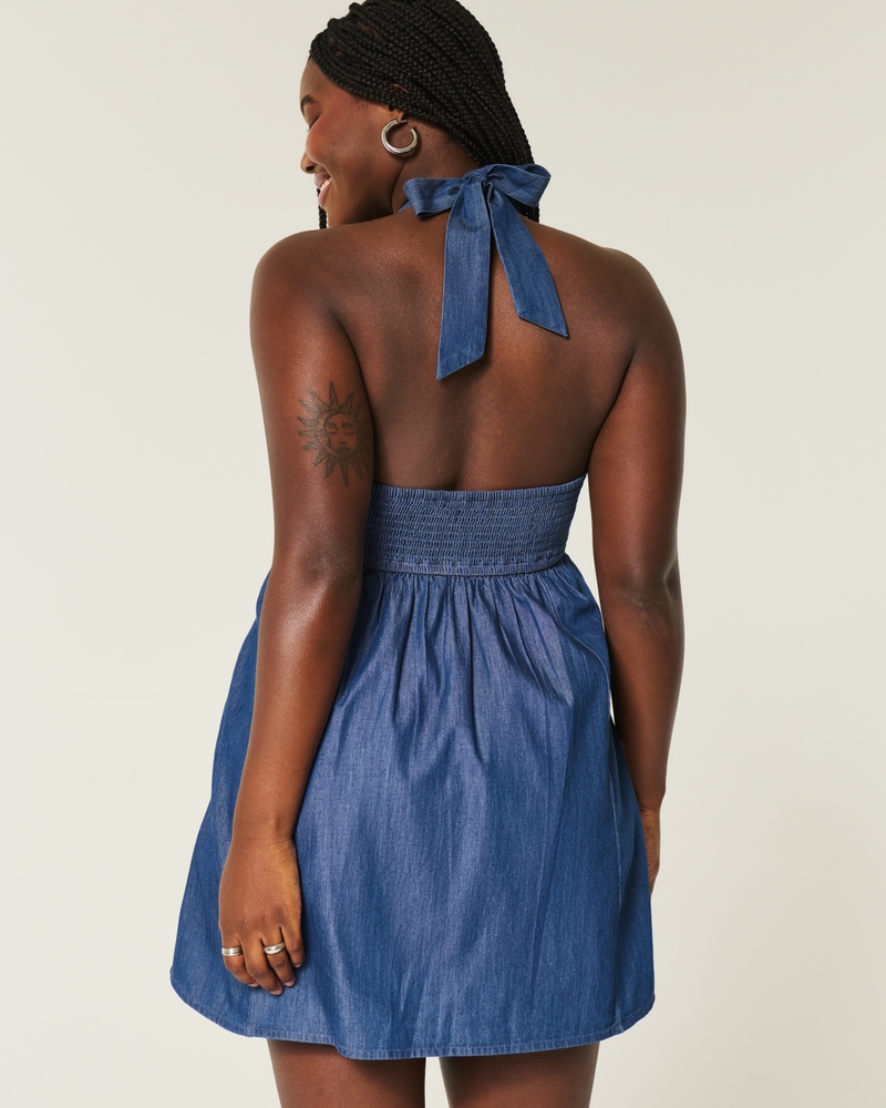 Open Back Halter Mini Dress