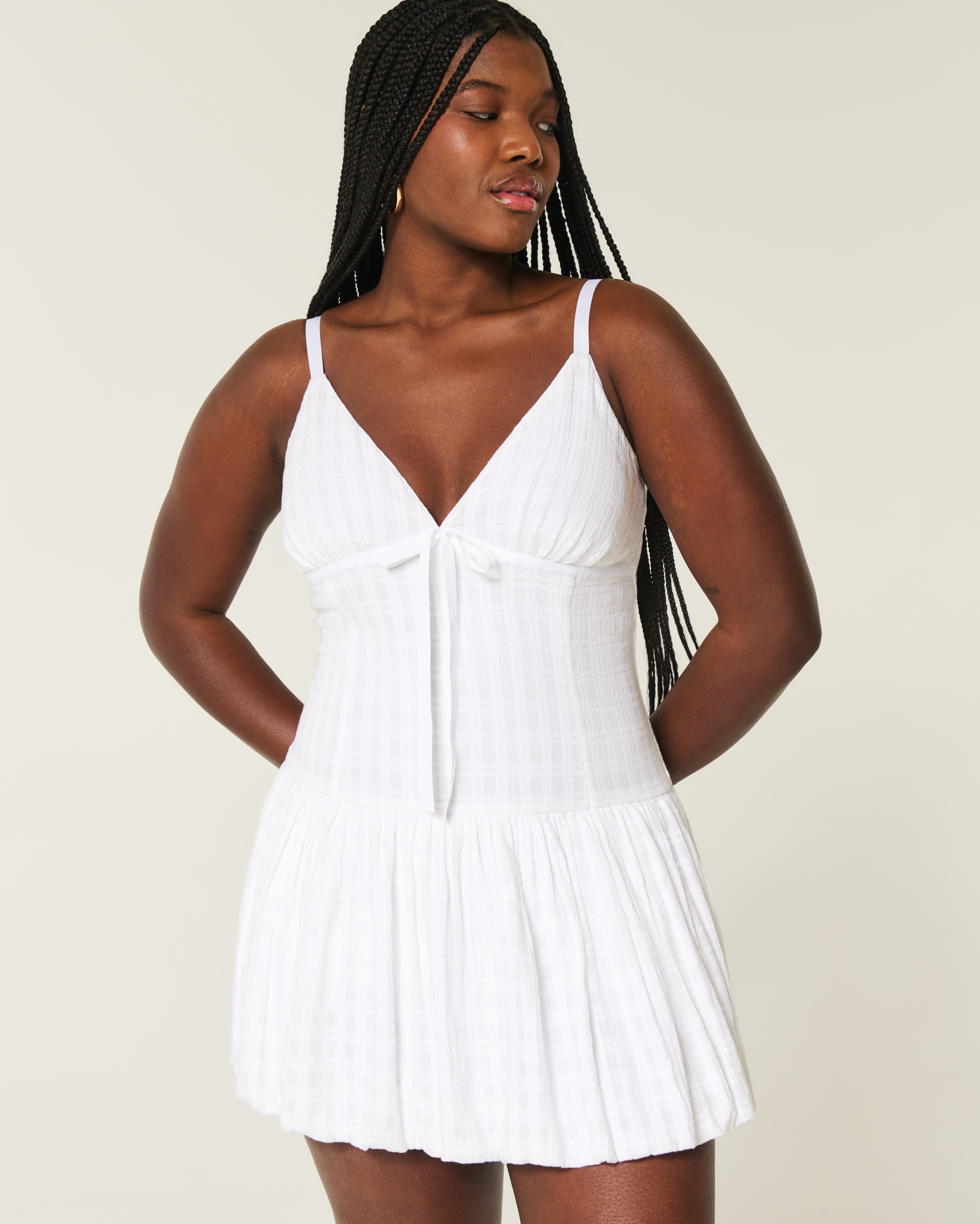 V-Neck Bubble Mini Dress