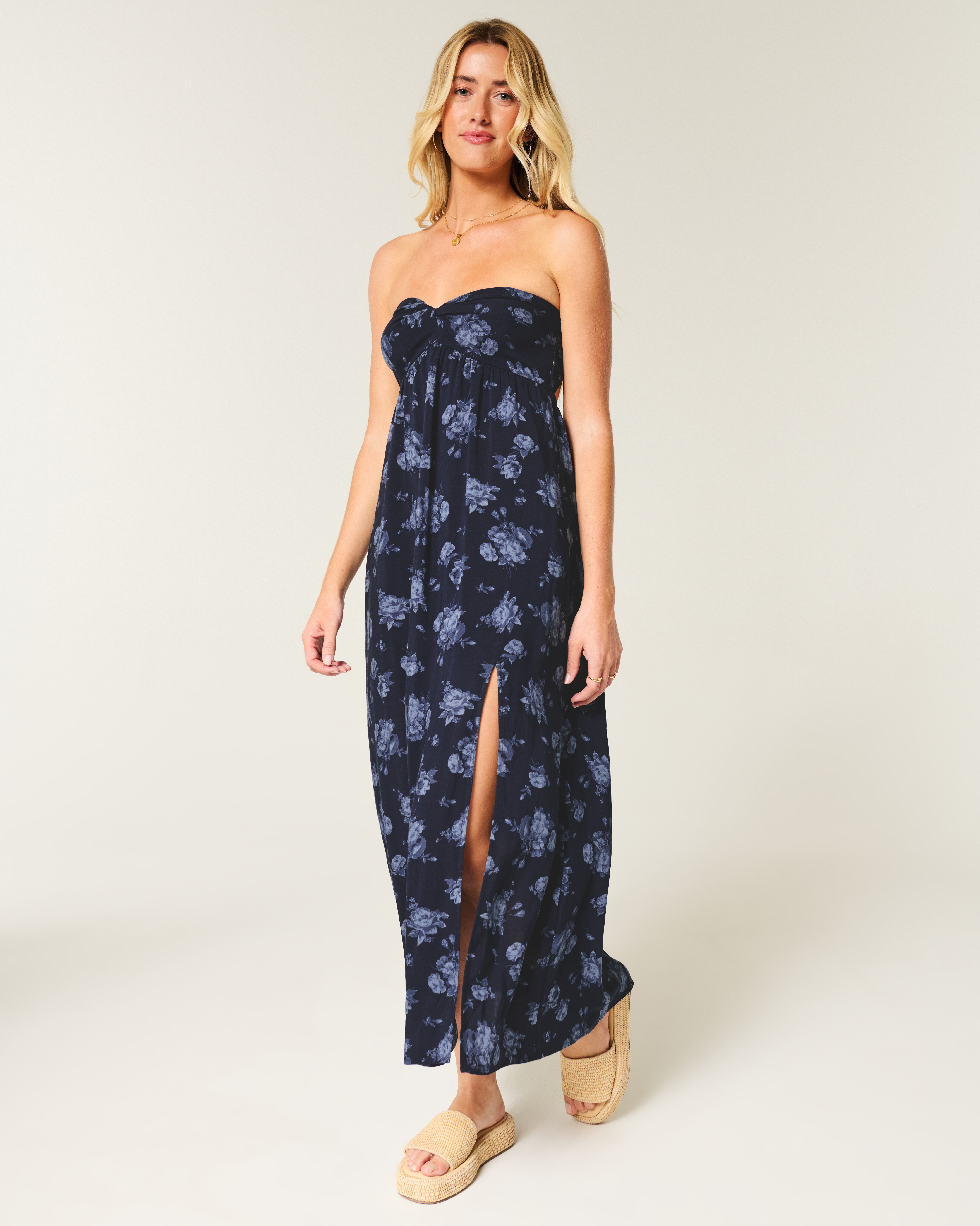 Strapless Twist Bust Maxi Dress