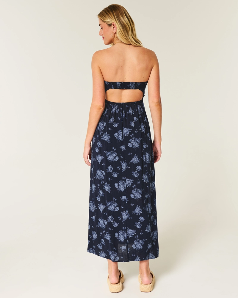 Strapless Twist Bust Maxi Dress