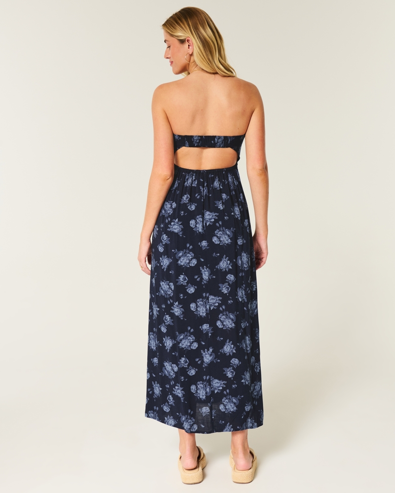 Strapless Twist Bust Maxi Dress
