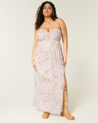 Strapless Twist Bust Maxi Dress