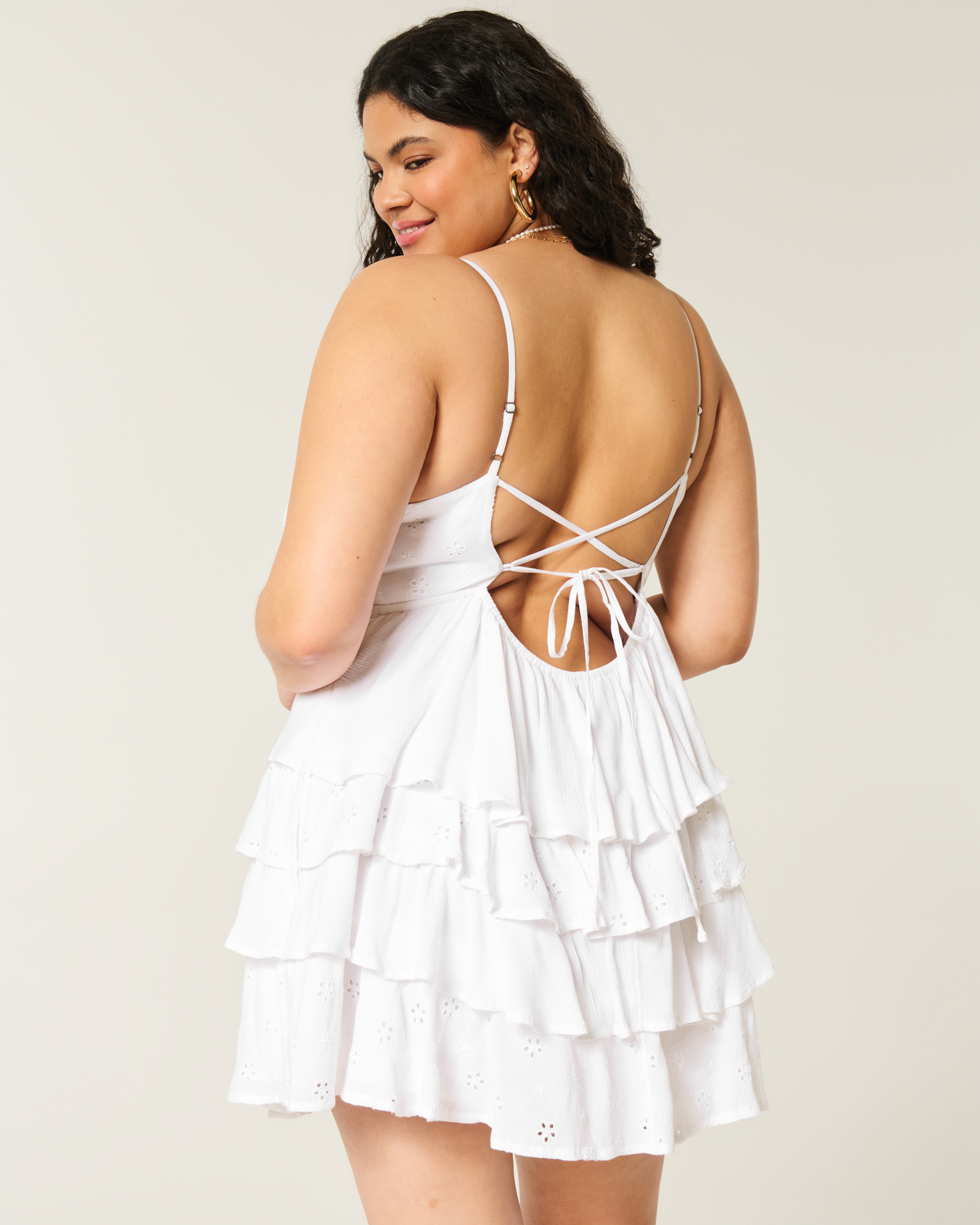 V-Neck Ruffle Babydoll Mini Dress