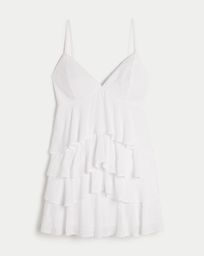 V-Neck Ruffle Babydoll Mini Dress