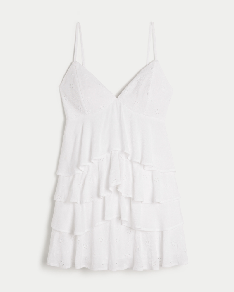 V-Neck Ruffle Babydoll Mini Dress