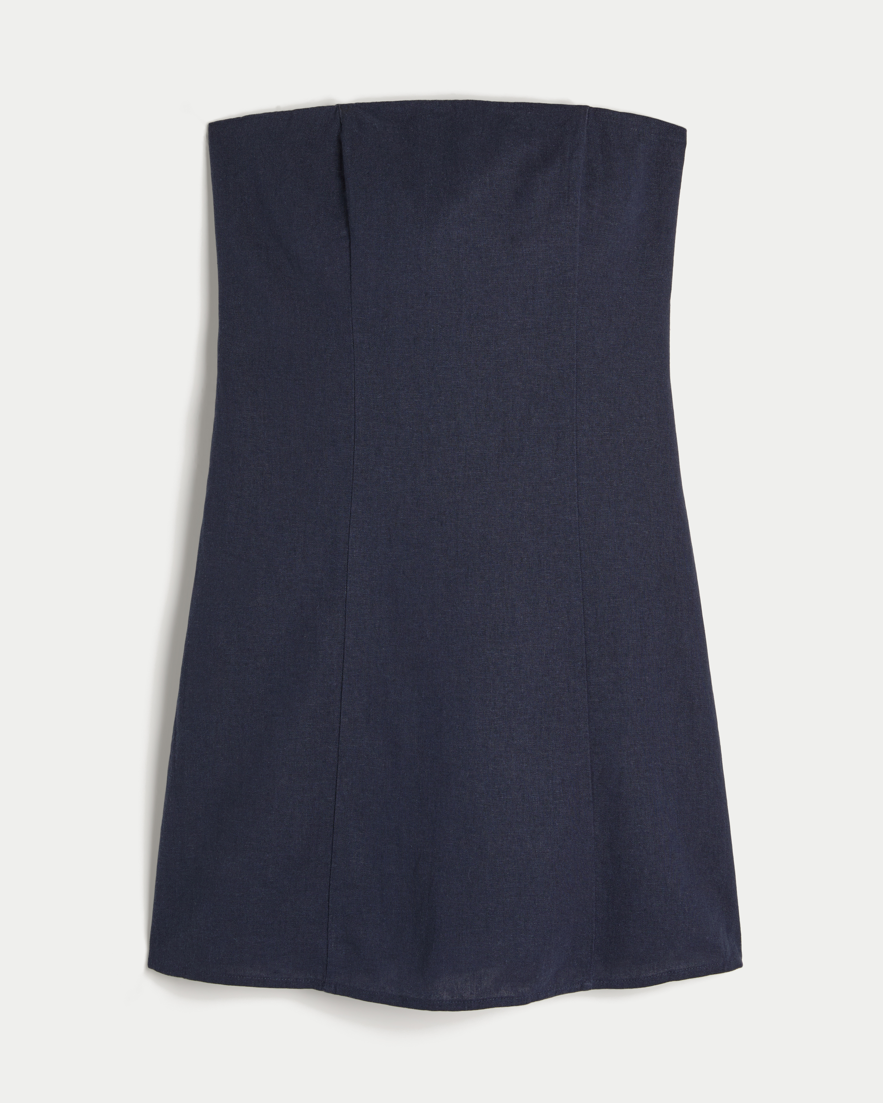 Linen-Blend Strapless Mini Dress