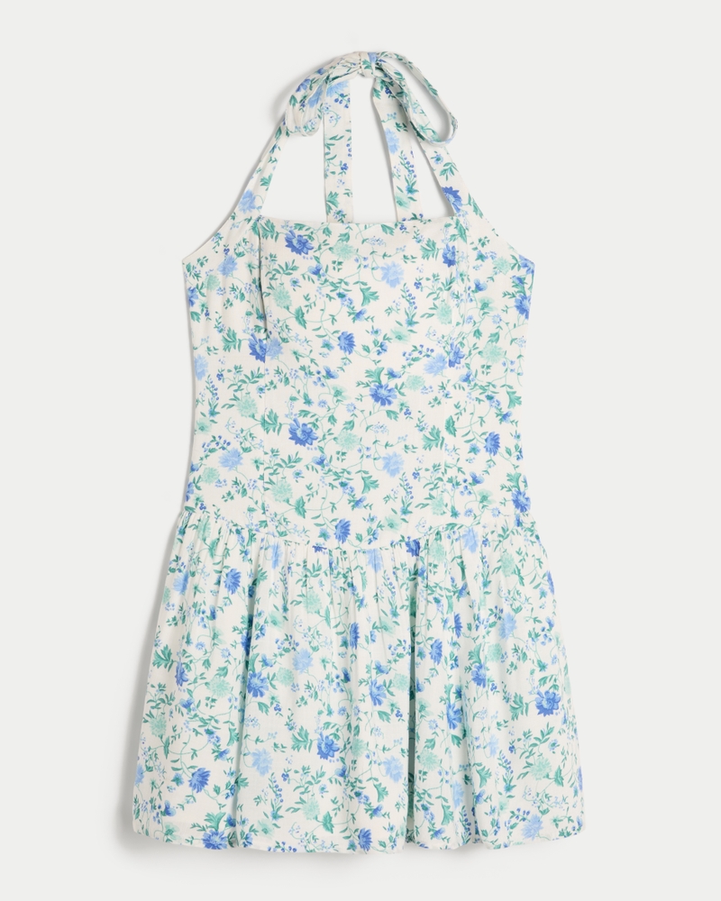 Drop Waist Halter Mini Dress